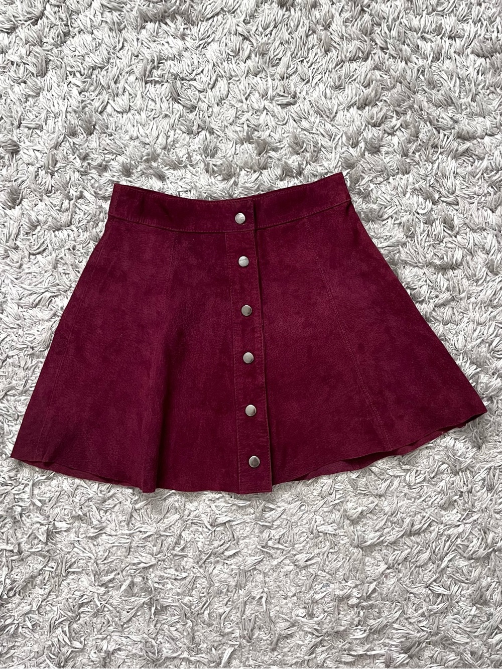 Genuine leather burgundy skirt